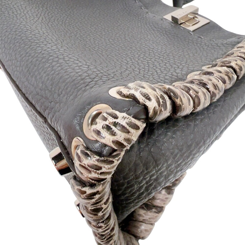 フェンディ FENDI ピーカブー　ミニ 8BN244 グレー　シルバー金具 カーフ/パイソン レディース ハンドバッグ