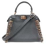 フェンディ FENDI ピーカブー　ミニ 8BN244 グレー　シルバー金具 カーフ/パイソン レディース ハンドバッグ