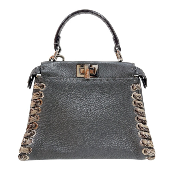 フェンディ FENDI ピーカブー　ミニ 8BN244 グレー　シルバー金具 カーフ/パイソン レディース ハンドバッグ