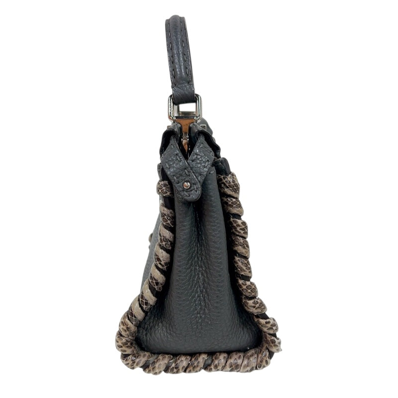 フェンディ FENDI ピーカブー　ミニ 8BN244 グレー　シルバー金具 カーフ/パイソン レディース ハンドバッグ