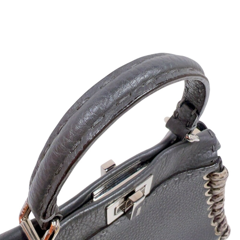 フェンディ FENDI ピーカブー　ミニ 8BN244 グレー　シルバー金具 カーフ/パイソン レディース ハンドバッグ