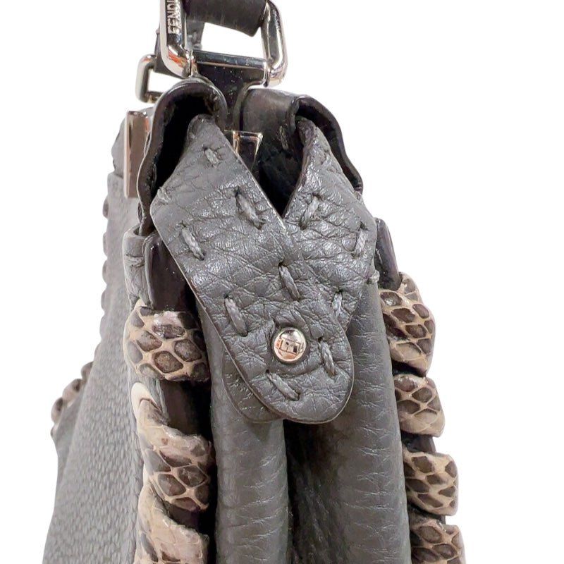 フェンディ FENDI ピーカブー　ミニ 8BN244 グレー　シルバー金具 カーフ/パイソン レディース ハンドバッグ