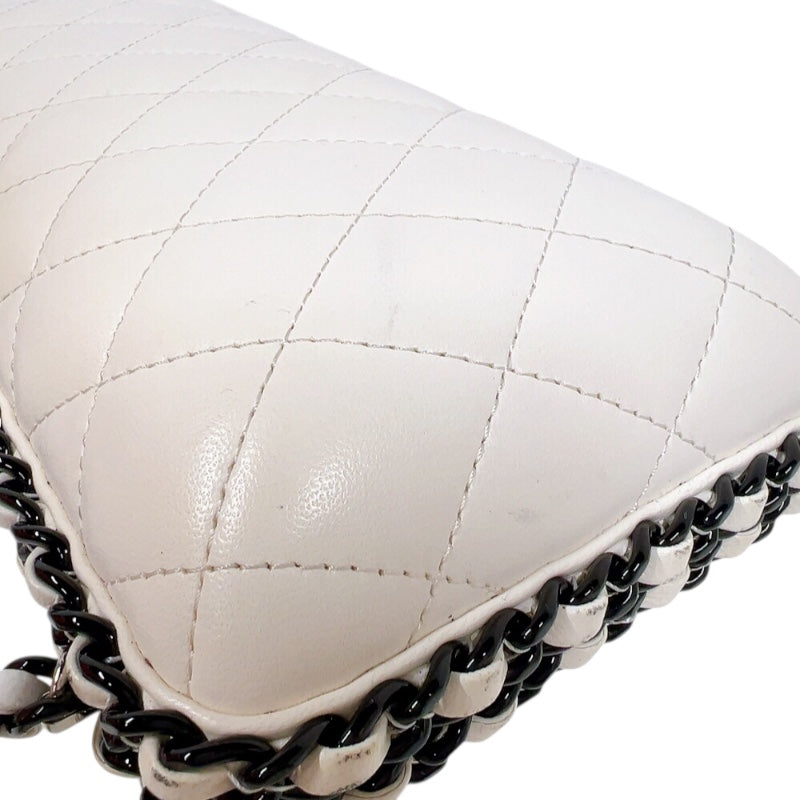 シャネル CHANEL マトラッセ　イブニングバッグ ホワイト/ブラック ラムスキン レディース ショルダーバッグ