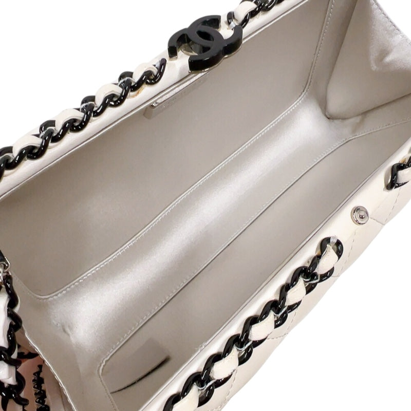 シャネル CHANEL マトラッセ　イブニングバッグ ホワイト/ブラック ラムスキン レディース ショルダーバッグ