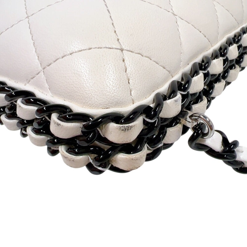 シャネル CHANEL マトラッセ　イブニングバッグ ホワイト/ブラック ラムスキン レディース ショルダーバッグ
