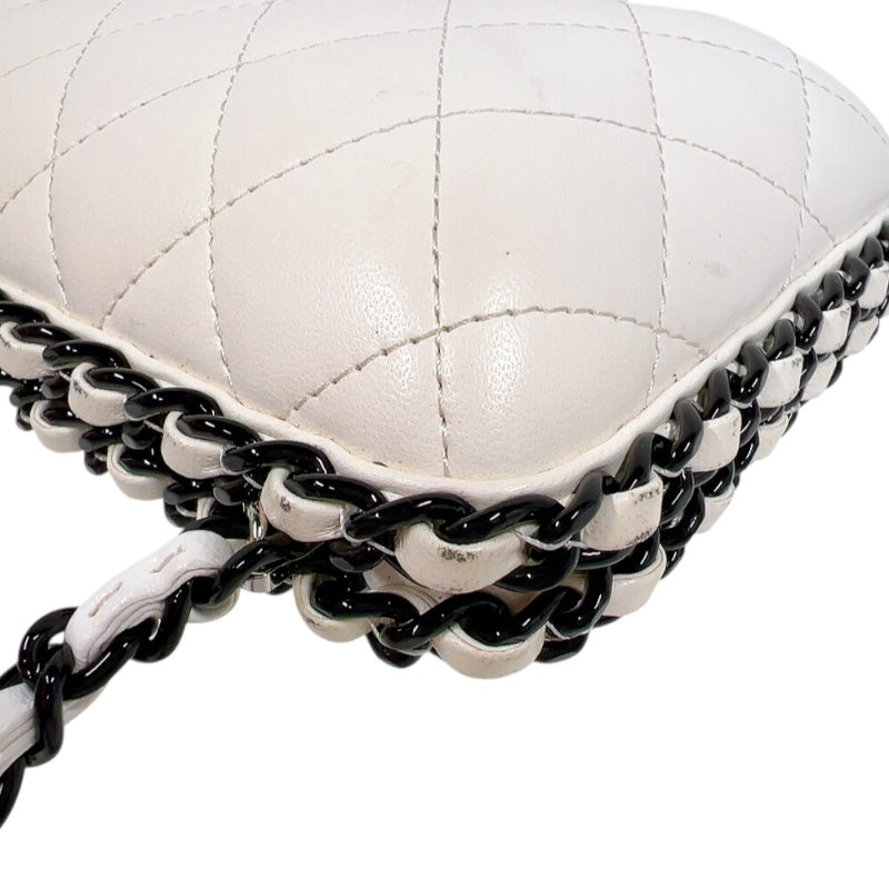 シャネル CHANEL マトラッセ　イブニングバッグ ホワイト/ブラック ラムスキン レディース ショルダーバッグ