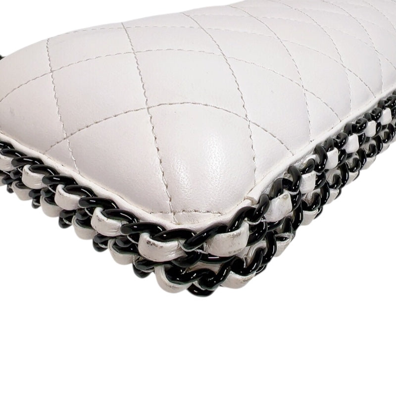 シャネル CHANEL マトラッセ　イブニングバッグ ホワイト/ブラック ラムスキン レディース ショルダーバッグ