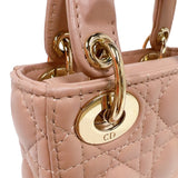 クリスチャン・ディオール Christian Dior レディディオールマイクロ ピンク　ゴールド金具 ラムレザー レディース ハンドバッグ