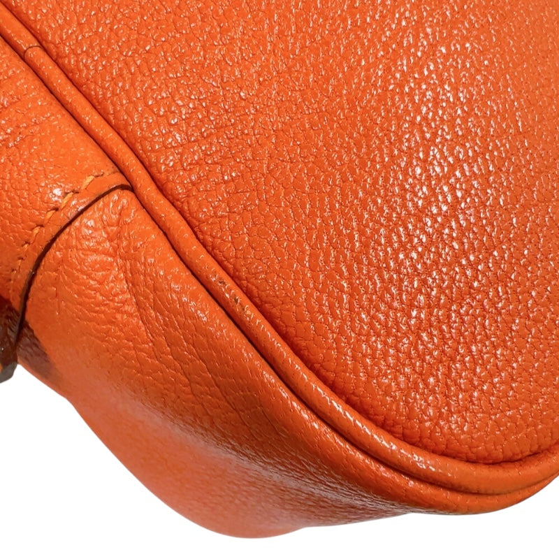 エルメス HERMES プリュムエラン28 □I刻印　(2005年製)　 オレンジ　シルバー金具 シェーブル レディース ハンドバッグ