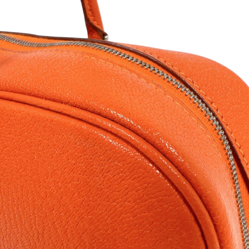 エルメス HERMES プリュムエラン28 □I刻印　(2005年製)　 オレンジ　シルバー金具 シェーブル レディース ハンドバッグ