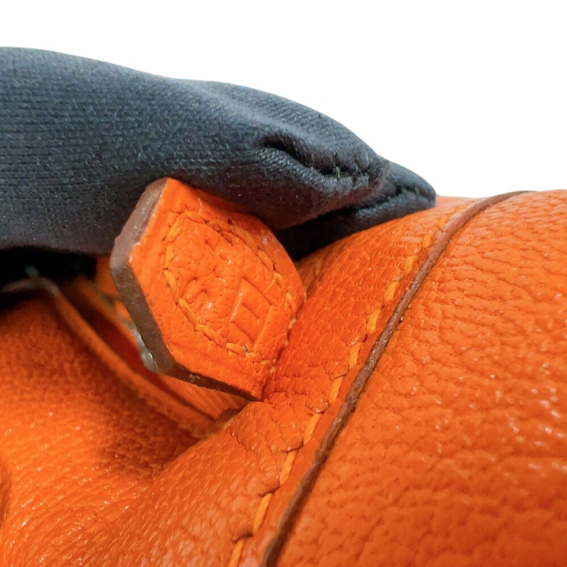 エルメス HERMES プリュムエラン28 □I刻印　(2005年製)　 オレンジ　シルバー金具 シェーブル レディース ハンドバッグ