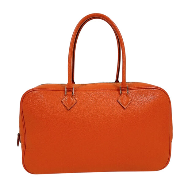 エルメス HERMES プリュムエラン28 □I刻印　(2005年製)　 オレンジ　シルバー金具 シェーブル レディース ハンドバッグ