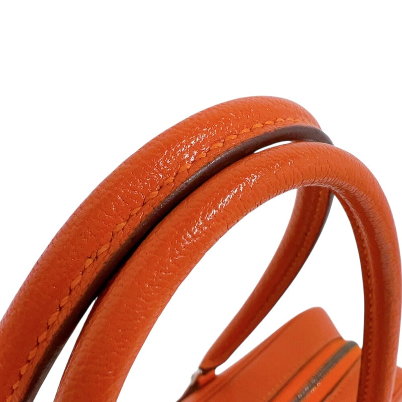 エルメス HERMES プリュムエラン28 □I刻印　(2005年製)　 オレンジ　シルバー金具 シェーブル レディース ハンドバッグ