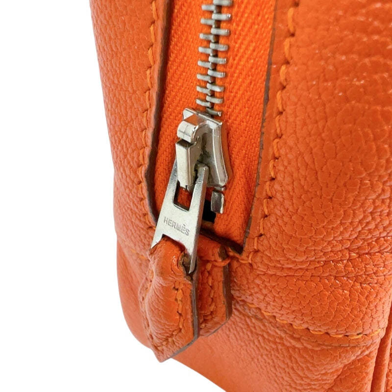 エルメス HERMES プリュムエラン28 □I刻印　(2005年製)　 オレンジ　シルバー金具 シェーブル レディース ハンドバッグ