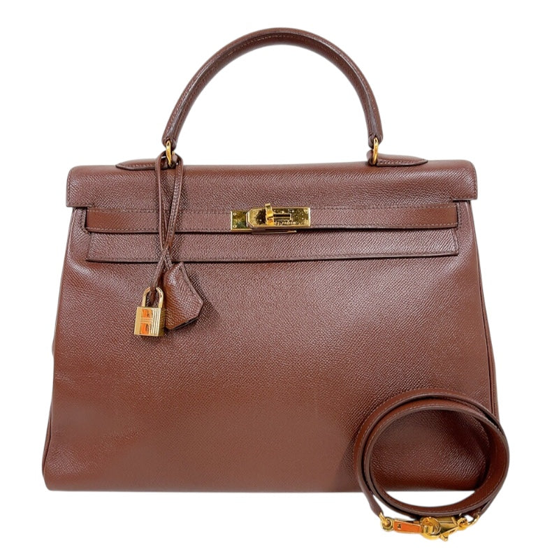 エルメス HERMES ケリー35 □A刻印　(1997年製) ショコラ　ゴールド金具 クシュベル レディース ハンドバッグ