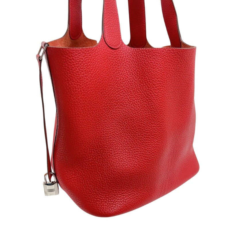 エルメス HERMES ピコタンロックGM □R刻印　(2014年製) ルージュカザック シルバー金具 トリヨンクレマンス レディース ハンドバッグ