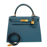 エルメス HERMES ケリー28 外縫い D刻印　(2019年製) ヴェールヴォスフォール ゴールド金具 ヴォーエプソン レディース ハンドバッグ