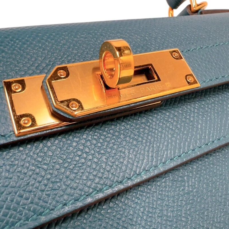 Sale エルメス HERMES ケリーヴォーエプソン　正規品 エルメス ケリー28/外縫い ブルーグラシエ ヴォーエプソン