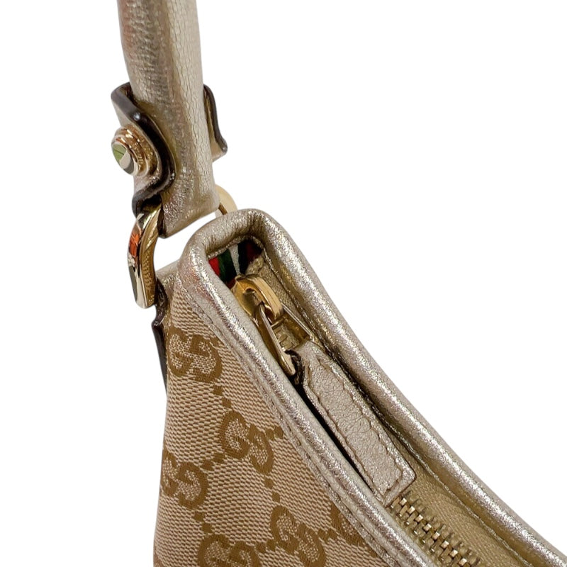 GUCCI グッチ ワンショルダーバッグ ハンドバッグ ベージュ レザー GUCCI グッチ ワンショルダーバッグ GGキャンバス レザー