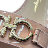 サルヴァトーレ・フェラガモ Salvatore Ferragamo US4 COMO30 ガンチーニサンダル ピンク エナメル レディース サンダル