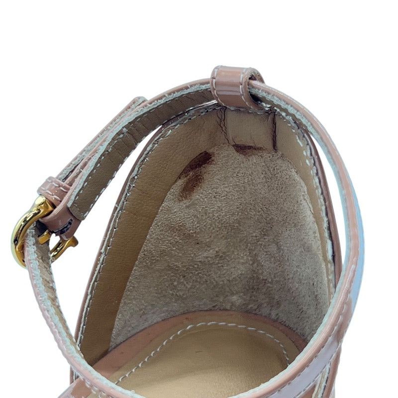 サルヴァトーレ・フェラガモ Salvatore Ferragamo US4 COMO30 ガンチーニサンダル ピンク エナメル レディース サンダル