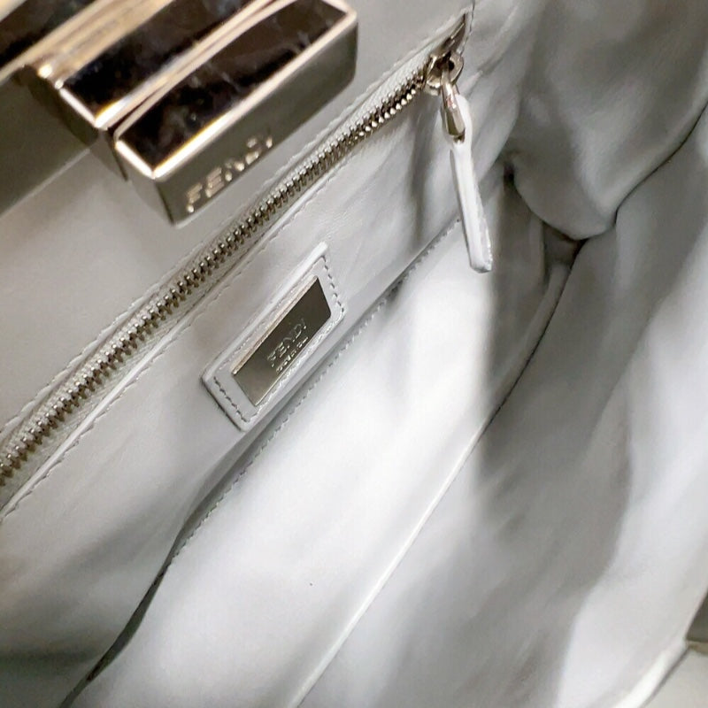 フェンディ FENDI ピーカブーミニ 8BN244 ライトグレー　シルバー金具 レザー レディース ハンドバッグ