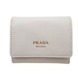 プラダ PRADA ロゴコンパクトウォレット 1MH043 ホワイト レザー レディース 三つ折り財布