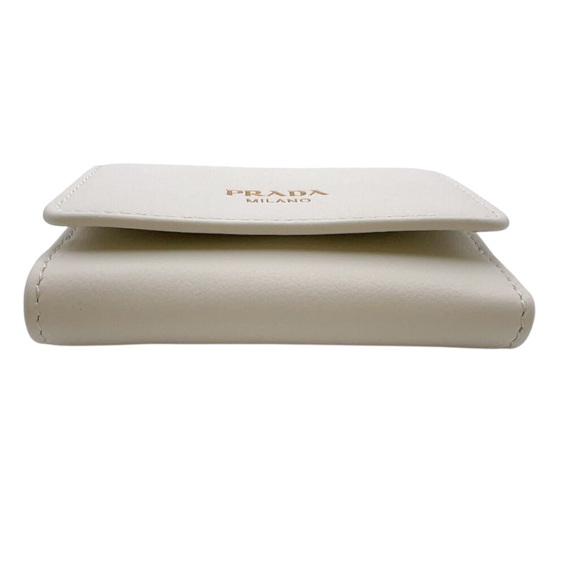 プラダ PRADA ロゴコンパクトウォレット 1MH043 ホワイト レザー レディース 三つ折り財布