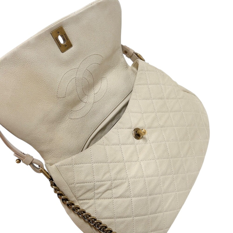 シャネル CHANEL マトラッセ　ココマーク2WAYチェーンショルダー アイボリー マットキャビア レディース ショルダーバッグ