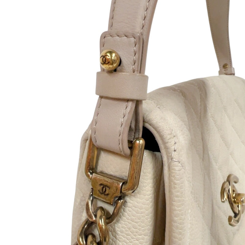 シャネル CHANEL マトラッセ　ココマーク2WAYチェーンショルダー アイボリー マットキャビア レディース ショルダーバッグ