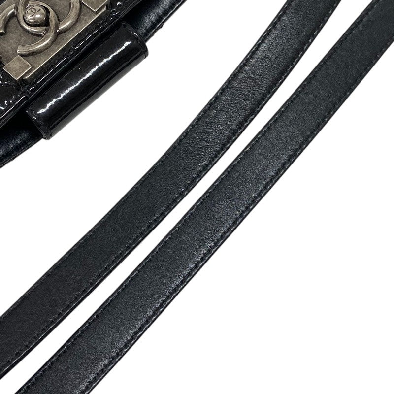 シャネル CHANEL ボーイシャネル チェーントート ブラック パテントレザー レディース ショルダーバッグ