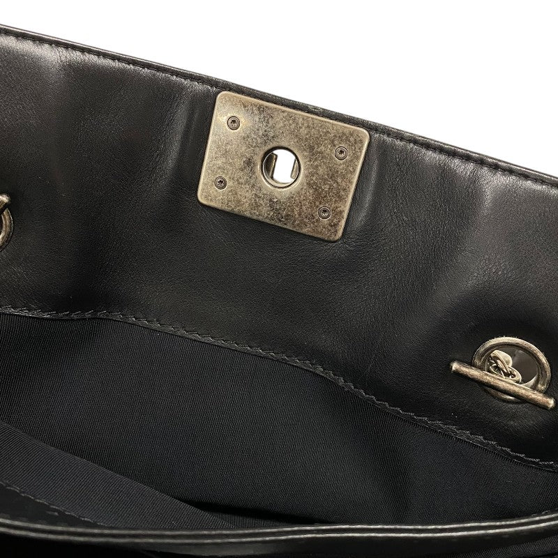 シャネル CHANEL ボーイシャネル チェーントート ブラック パテントレザー レディース ショルダーバッグ