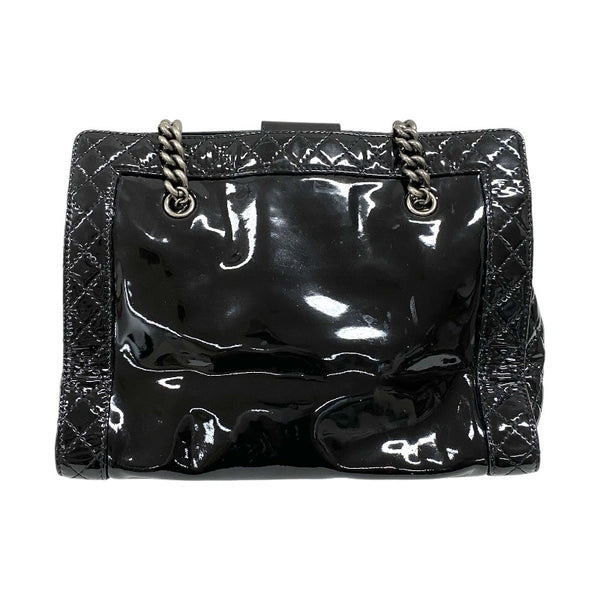 シャネル CHANEL ボーイシャネル チェーントート ブラック パテントレザー レディース ショルダーバッグ