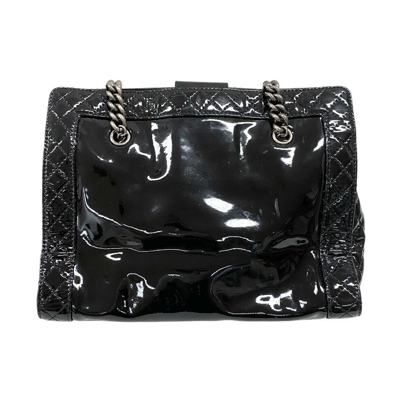 シャネル CHANEL ボーイシャネル チェーントート ブラック パテントレザー レディース ショルダーバッグ