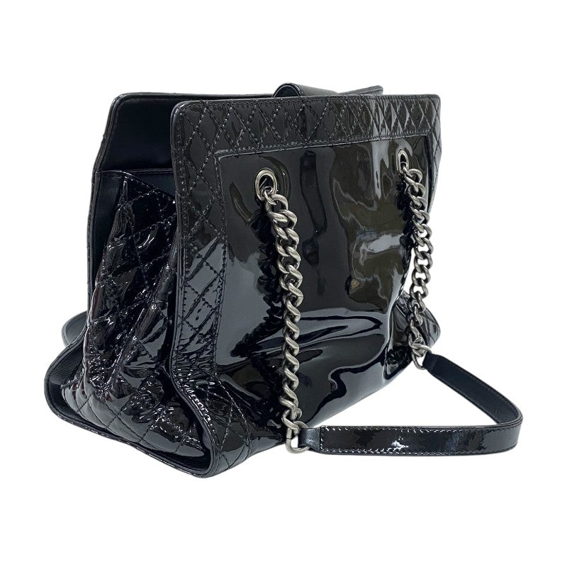 シャネル CHANEL ボーイシャネル チェーントート ブラック パテントレザー レディース ショルダーバッグ