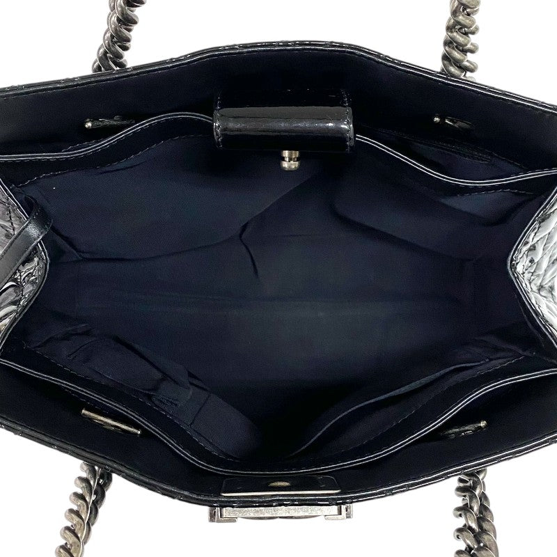 シャネル CHANEL ボーイシャネル チェーントート ブラック パテントレザー レディース ショルダーバッグ