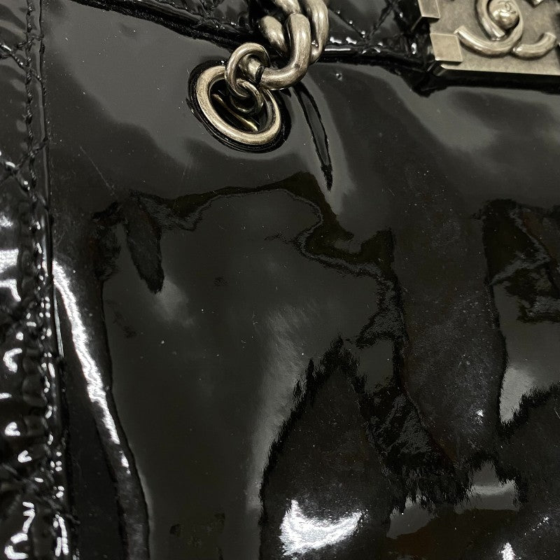 シャネル CHANEL ボーイシャネル チェーントート ブラック パテントレザー レディース ショルダーバッグ