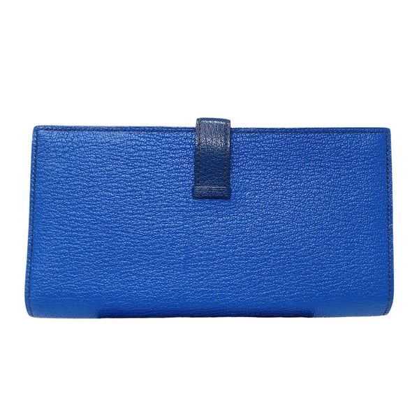エルメス HERMES ベアンスフレヴェルソ □Q刻印　(2013年製) ブルーイドラ・サフィール　シルバー金具 シェーブル ユニセックス 長財布