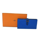 エルメス HERMES ベアンスフレヴェルソ □Q刻印　(2013年製) ブルーイドラ・サフィール　シルバー金具 シェーブル ユニセックス 長財布