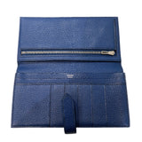エルメス HERMES ベアンスフレヴェルソ □Q刻印　(2013年製) ブルーイドラ・サフィール　シルバー金具 シェーブル ユニセックス 長財布