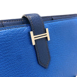 エルメス HERMES ベアンスフレヴェルソ □Q刻印　(2013年製) ブルーイドラ・サフィール　シルバー金具 シェーブル ユニセックス 長財布
