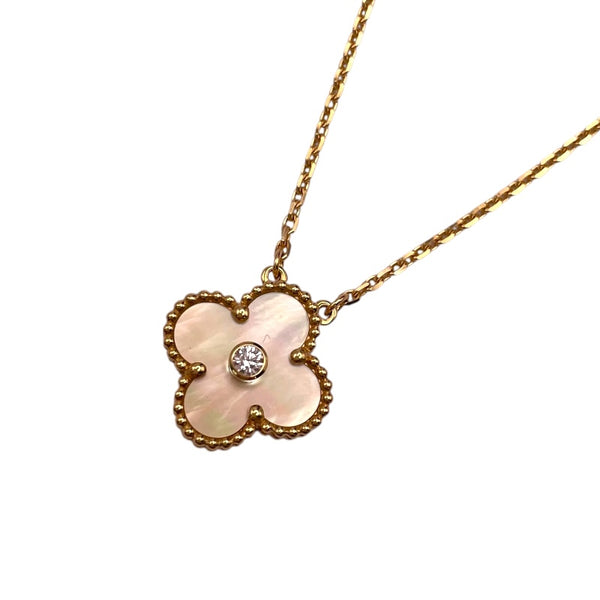 ヴァンクリーフ＆アーペル Van Cleef & Arpels ヴィンテージアルハンブラ ネックレス イエローゴールド 750YG/ダイヤモンド/マザーオブパール ダイヤモンド ジュエリー