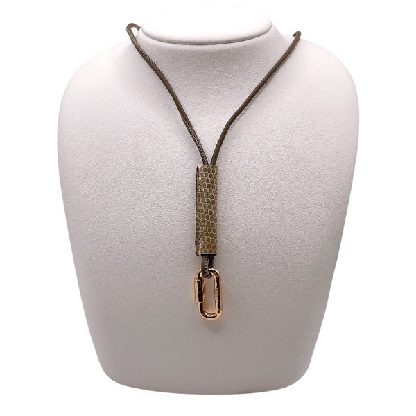 エルメス HERMES キュリオジテ ネックレス ピンクゴールド メタル　リザード　 アクセサリー