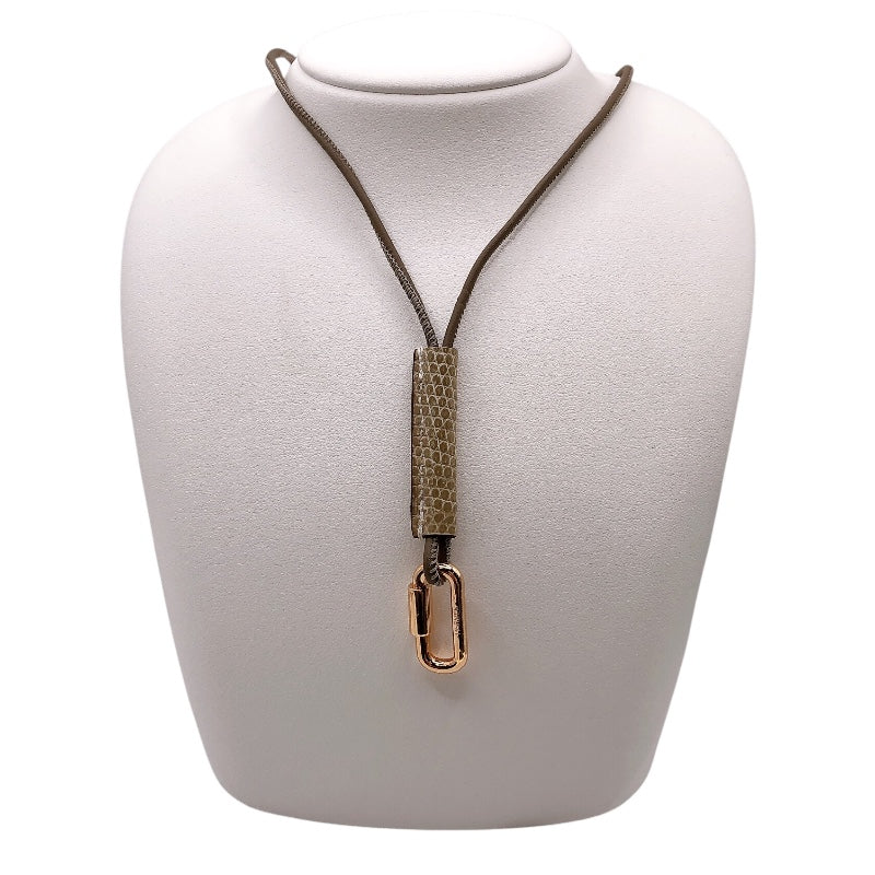 エルメス HERMES キュリオジテ ネックレス ピンクゴールド メタル　リザード　 アクセサリー