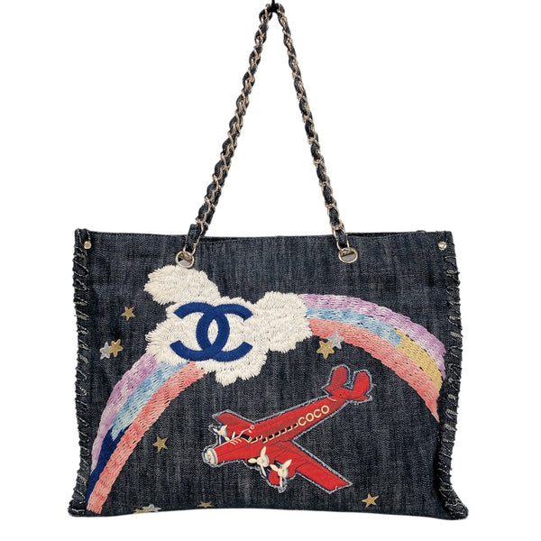 シャネル CHANEL ココマーク夜間飛行デニムチェーントート A31932 デニム レディース トートバッグ