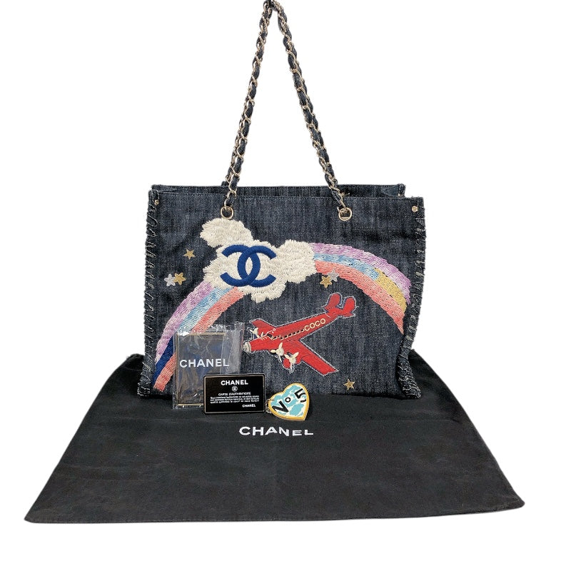 シャネル CHANEL ココマーク夜間飛行デニムチェーントート A31932 デニム レディース トートバッグ