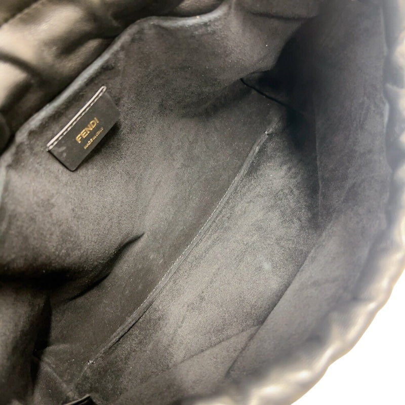 フェンディ FENDI マンマバケットミディアム 8BR833 ブラック　ゴールド金具 ナッパレザー レディース ショルダーバッグ