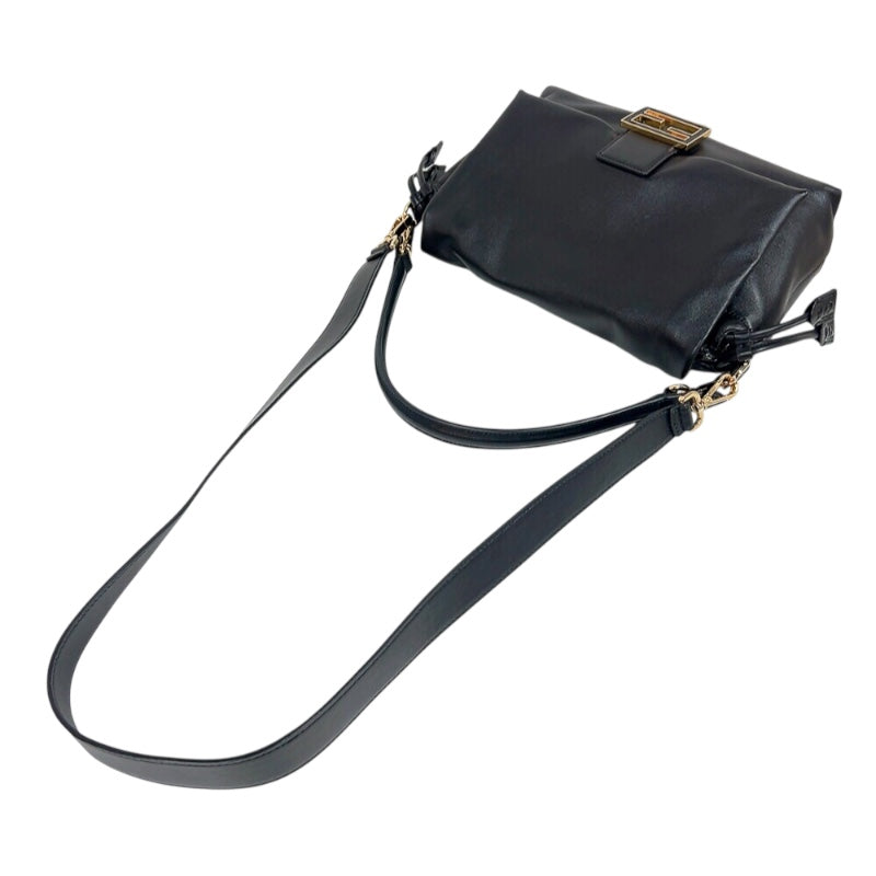 フェンディ FENDI マンマバケットミディアム 8BR833 ブラック　ゴールド金具 ナッパレザー レディース ショルダーバッグ