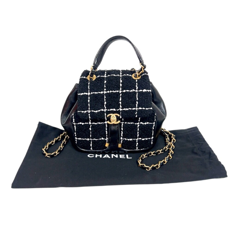 シャネル CHANEL ツイードバックパック AS4493 ブラック　ゴールド金具 ラムスキン/ツイード レディース リュック・デイパック