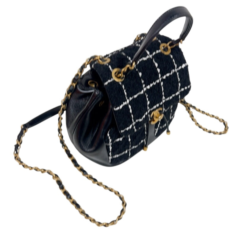 シャネル CHANEL ツイードバックパック AS4493 ブラック　ゴールド金具 ラムスキン/ツイード レディース リュック・デイパック